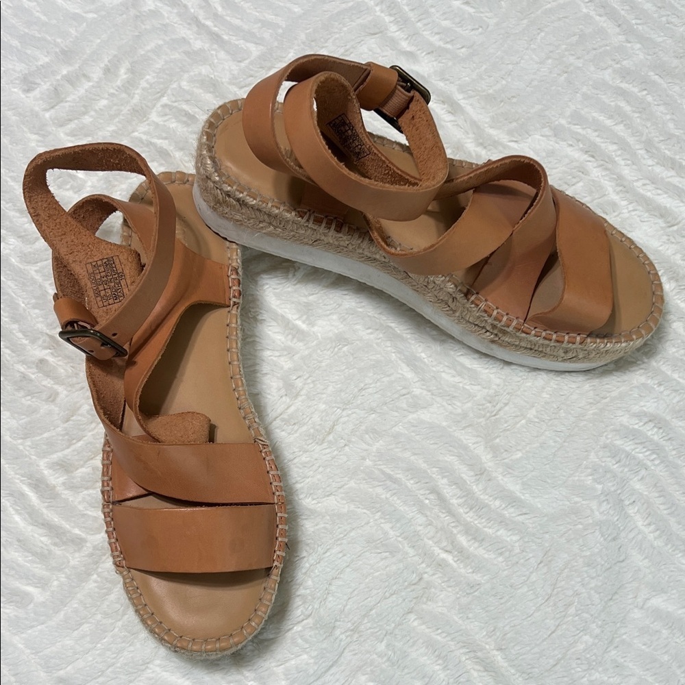 Soludos Olympia Tan Leather Platform Espadrille Sandals Size 10 EUC - Picture 2 of 16